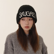 Fashion Monogram Embroidery Wide Brim Knit Hat