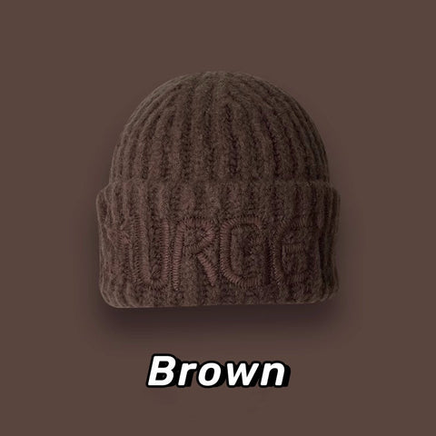 Fashion Monogram Embroidery Wide Brim Knit Hat