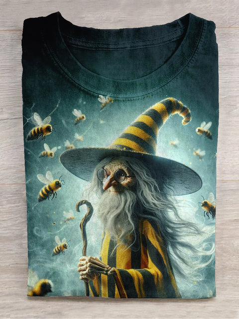 Witch Halloween Art Print Unisex Round Neck Short Sleeve Casual T-Shirt