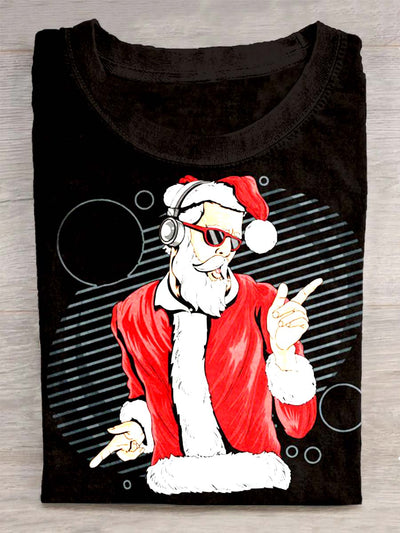 Christmas print retro fashion loose short sleeve t-shirt