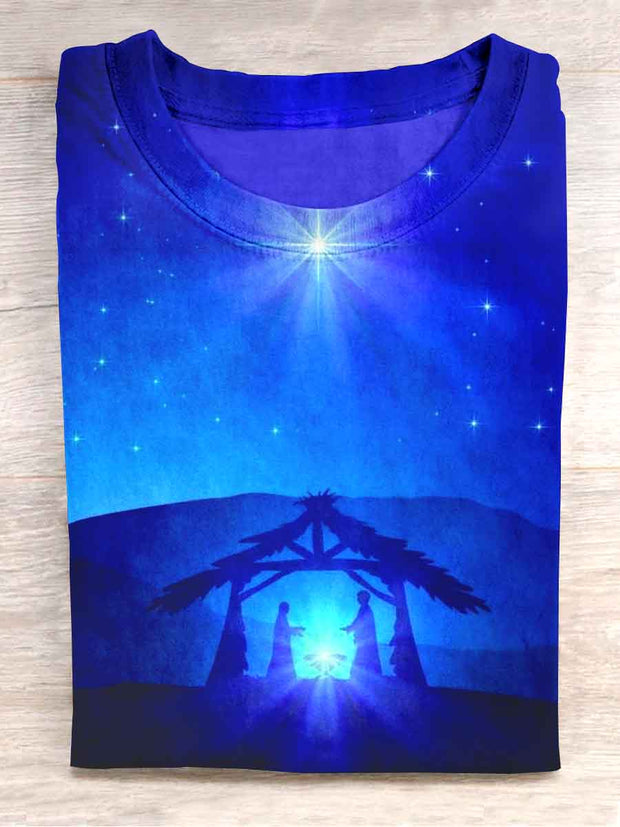 Unisex Nativity Printed Casual T-Shirt