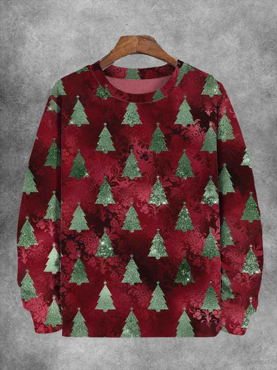 Unisex Christmas Tree Print Casual Sweatshirt