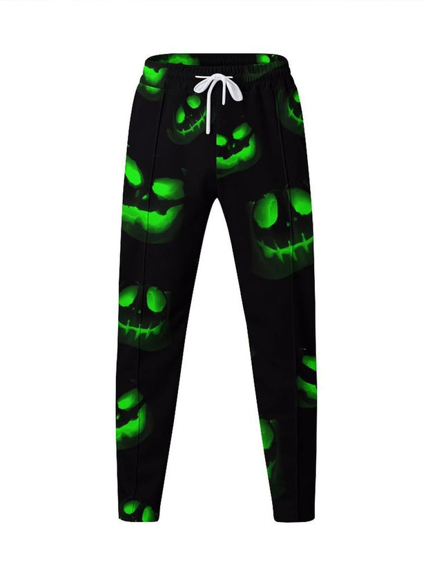 Gentleman Casual Halloween Horror Devil Art Print Lace Up Straight Leg Pants