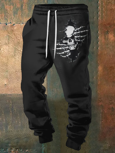 Men's HI Skull Print Casual Vintage Sweatpants