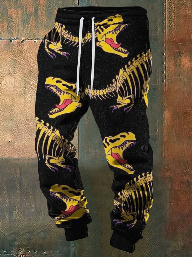 Men's Abstract Dinosaur Halloween Print Sweatpants