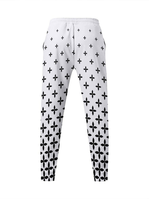 Gentleman's Casual Geometric Art Print Lace-Up Straight Leg Pants