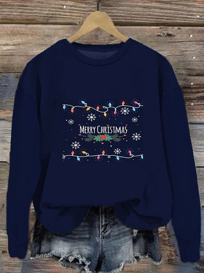 Christmas Printed Crew-Neck Retro Fashion Loose Long Sleeved Sweatshirt