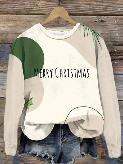 Christmas Printed Crew-Neck Retro Fashion Loose Long Sleeved Sweatshirt