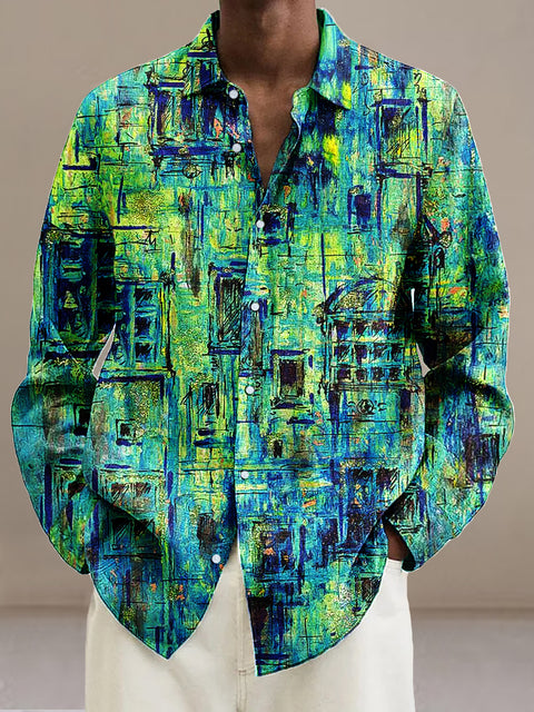 Gentleman Vintage Abstract Geometric Graffiti Art Print Long Sleeve Shirt